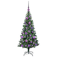 Produktbild för Konstgjord Förbelyst Julgran Grön 120 cm PVC och metall