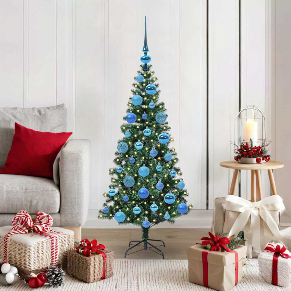 Produktbild för Konstgjord Förbelyst Julgran Grön 120 cm PVC och metall