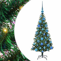 Produktbild för Konstgjord Förbelyst Julgran Grön 120 cm PVC och metall