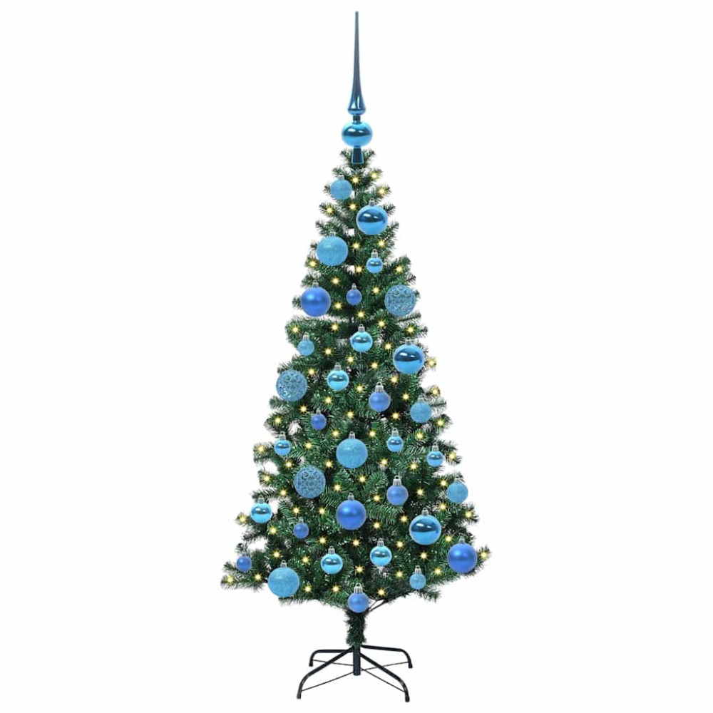 Produktbild för Konstgjord Förbelyst Julgran Grön 120 cm PVC och metall