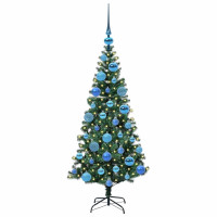 Produktbild för Konstgjord Förbelyst Julgran Grön 120 cm PVC och metall