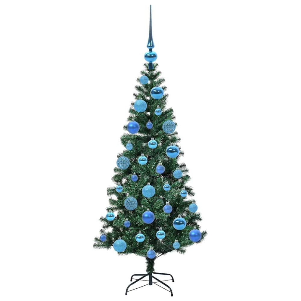 Produktbild för Konstgjord Förbelyst Julgran Grön 120 cm PVC och metall