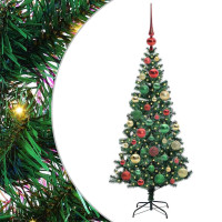 Produktbild för Konstgjord Förbelyst Julgran Grön 120 cm PVC och metall