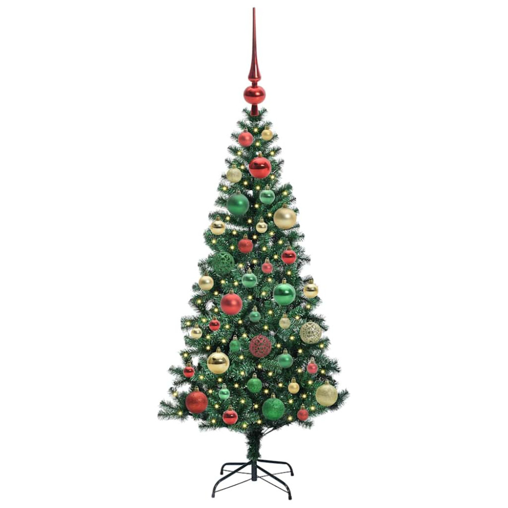 Produktbild för Konstgjord Förbelyst Julgran Grön 120 cm PVC och metall