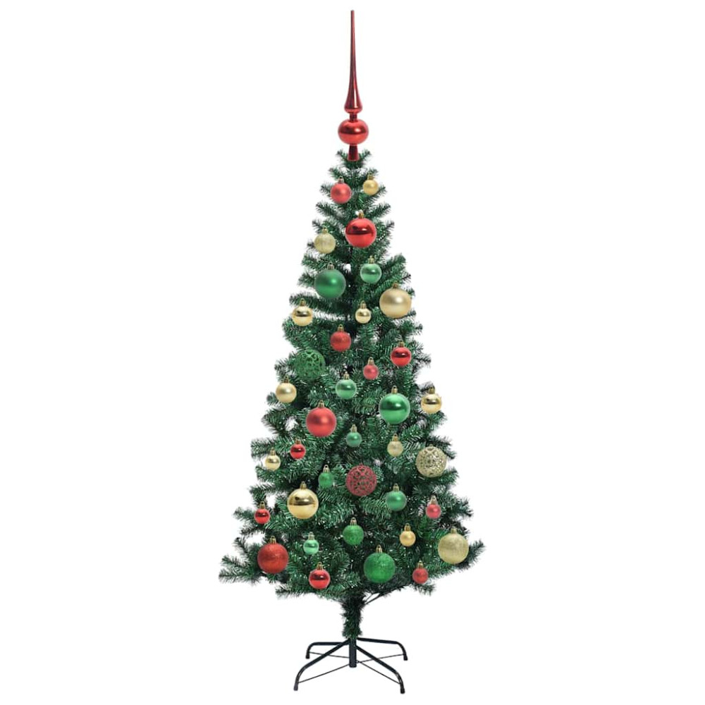 Produktbild för Konstgjord Förbelyst Julgran Grön 120 cm PVC och metall