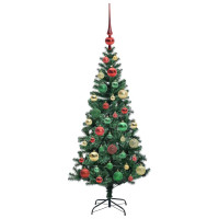 Produktbild för Konstgjord Förbelyst Julgran Grön 120 cm PVC och metall