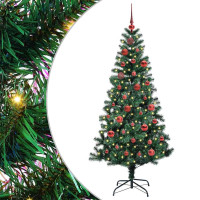 Produktbild för Konstgjord Förbelyst Julgran Grön 150 cm PVC och metall