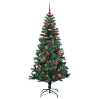 Produktbild för Konstgjord Förbelyst Julgran Grön 150 cm PVC och metall