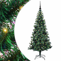 Produktbild för Konstgjord Förbelyst Julgran Grön 150 cm PVC och metall
