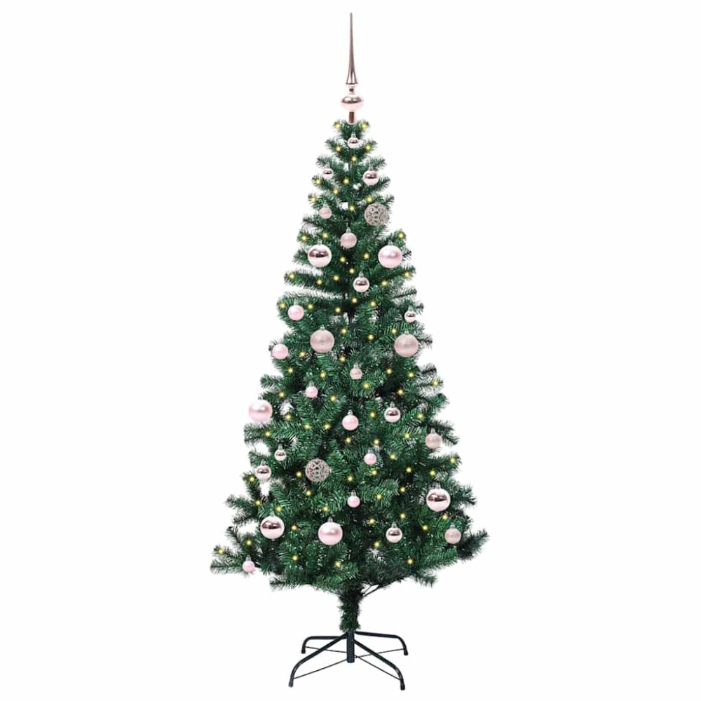Produktbild för Konstgjord Förbelyst Julgran Grön 150 cm PVC och metall