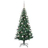 Produktbild för Konstgjord Förbelyst Julgran Grön 150 cm PVC och metall