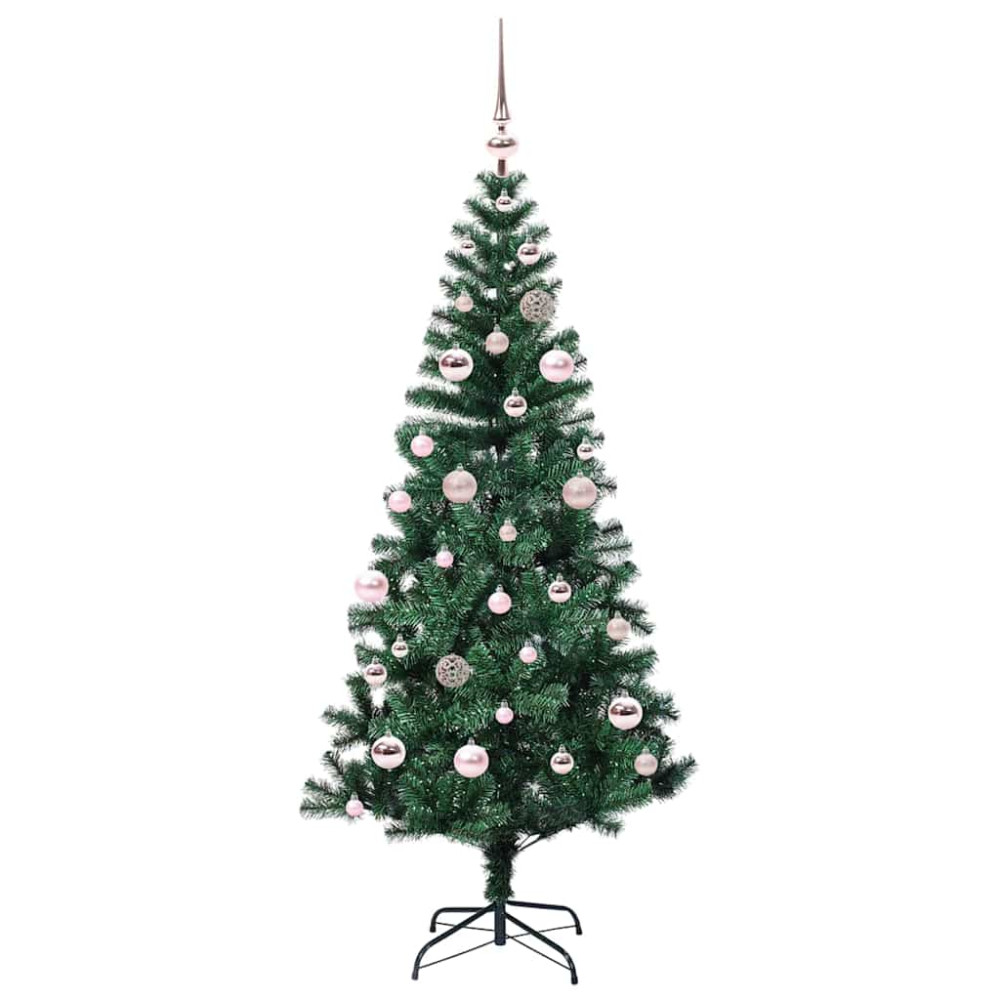 Produktbild för Konstgjord Förbelyst Julgran Grön 150 cm PVC och metall