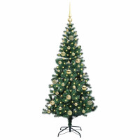 Produktbild för Konstgjord Förbelyst Julgran Grön 150 cm PVC och metall