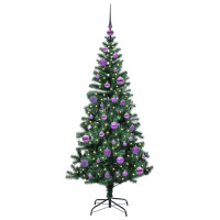 Produktbild för Konstgjord Förbelyst Julgran Grön 150 cm PVC och metall
