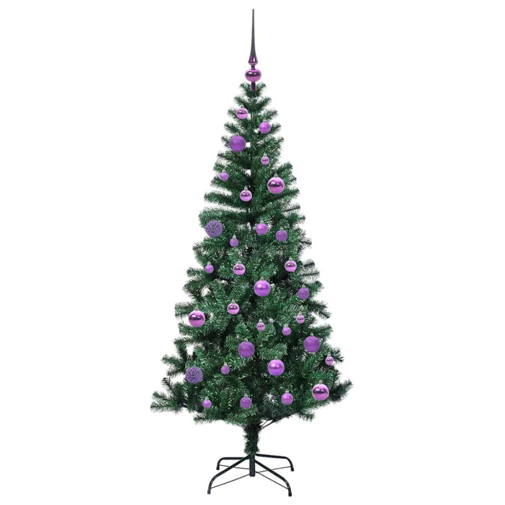 Produktbild för Konstgjord Förbelyst Julgran Grön 150 cm PVC och metall