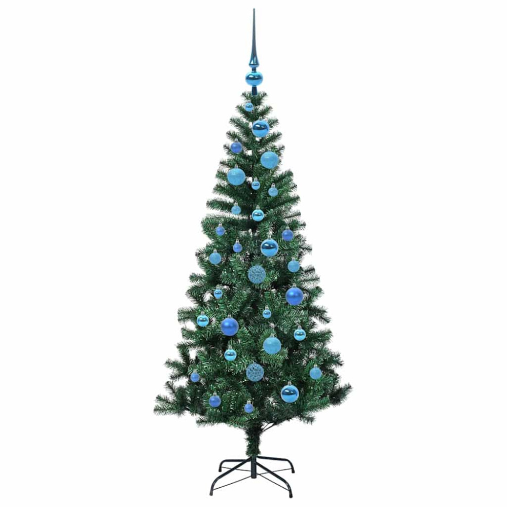 Produktbild för Konstgjord Förbelyst Julgran Grön 150 cm PVC och metall