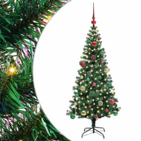 Produktbild för Konstgjord Förbelyst Julgran Grön 150 cm PVC och metall