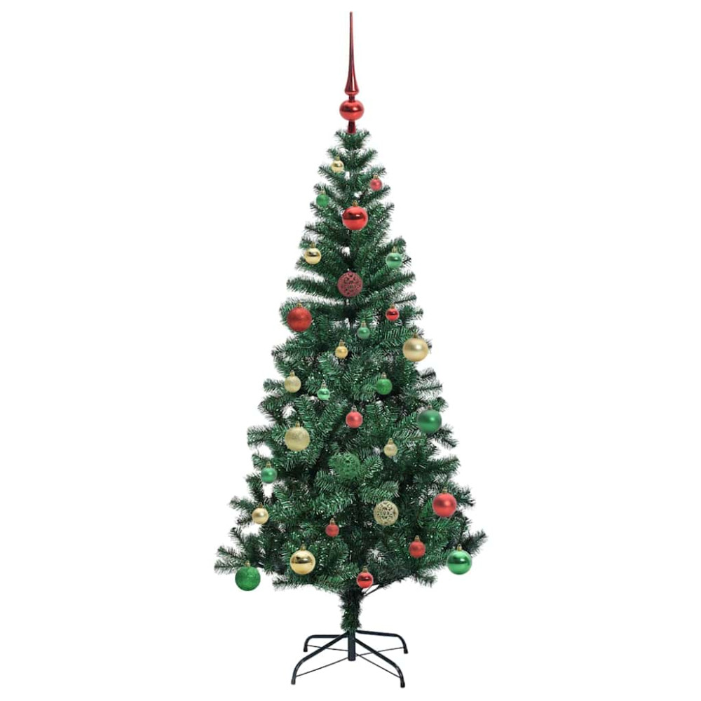 Produktbild för Konstgjord Förbelyst Julgran Grön 150 cm PVC och metall