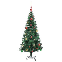 Produktbild för Konstgjord Förbelyst Julgran Grön 150 cm PVC och metall
