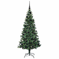 Produktbild för Konstgjord Förbelyst Julgran Grön 180 cm PVC och metall