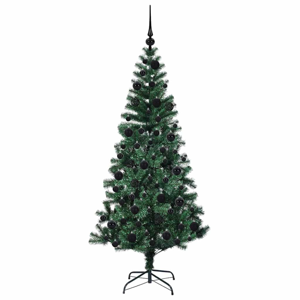 Produktbild för Konstgjord Förbelyst Julgran Grön 180 cm PVC och metall