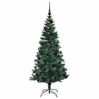 Produktbild för Konstgjord Förbelyst Julgran Grön 180 cm PVC och metall