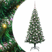 Produktbild för Konstgjord Förbelyst Julgran Grön 180 cm PVC och metall
