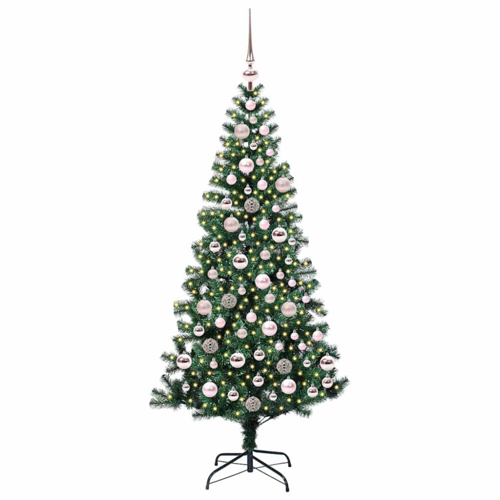 Produktbild för Konstgjord Förbelyst Julgran Grön 180 cm PVC och metall