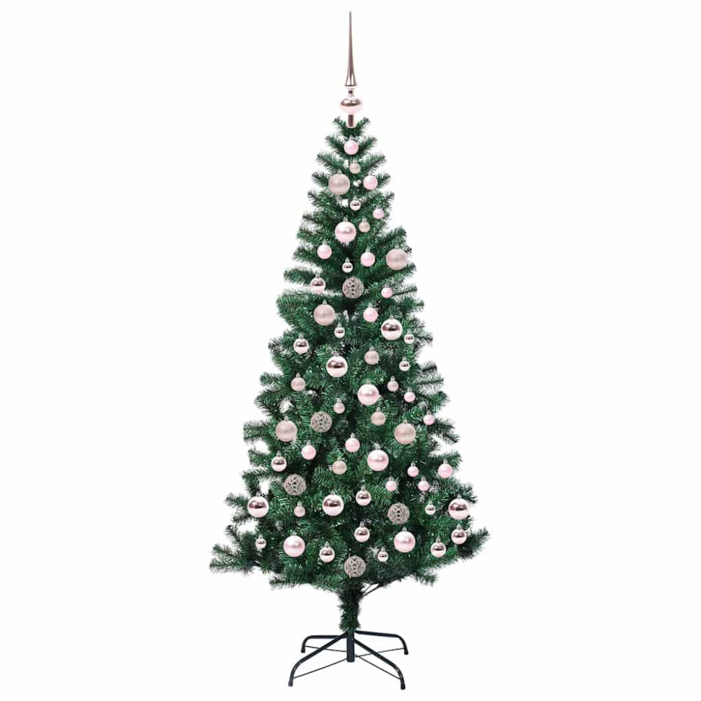 Produktbild för Konstgjord Förbelyst Julgran Grön 180 cm PVC och metall