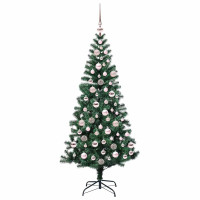 Produktbild för Konstgjord Förbelyst Julgran Grön 180 cm PVC och metall