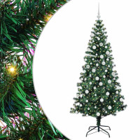 Produktbild för Konstgjord Förbelyst Julgran Grön 180 cm PVC och metall