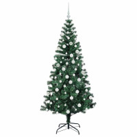 Produktbild för Konstgjord Förbelyst Julgran Grön 180 cm PVC och metall
