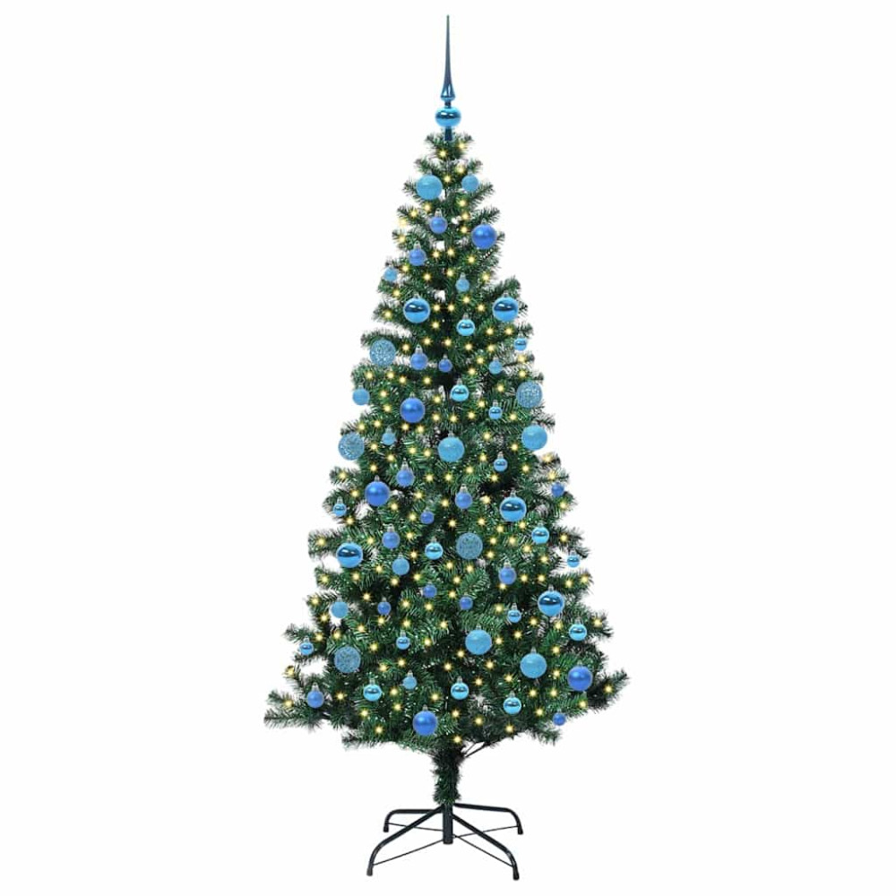Produktbild för Konstgjord Förbelyst Julgran Grön 180 cm PVC och metall