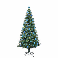 Produktbild för Konstgjord Förbelyst Julgran Grön 180 cm PVC och metall
