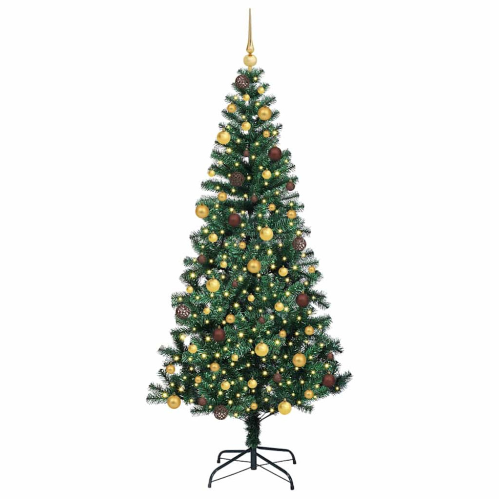Produktbild för Konstgjord Förbelyst Julgran Grön 210 cm PVC och metall