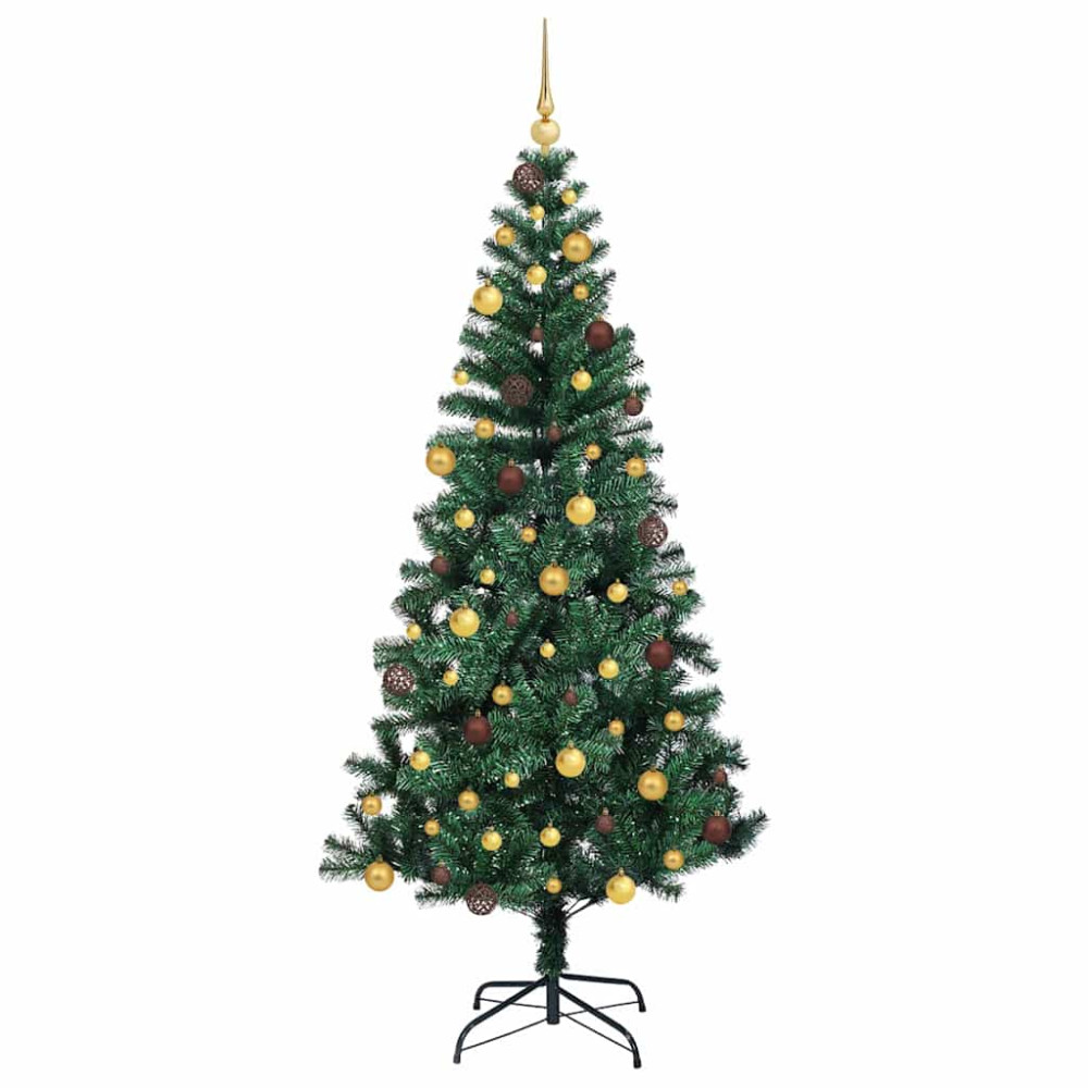 Produktbild för Konstgjord Förbelyst Julgran Grön 210 cm PVC och metall