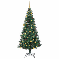 Produktbild för Konstgjord Förbelyst Julgran Grön 210 cm PVC och metall