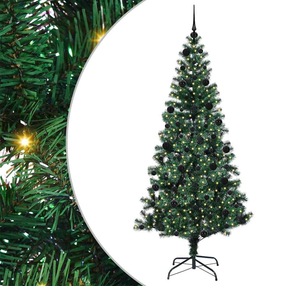 Produktbild för Konstgjord Förbelyst Julgran Grön 210 cm PVC och metall