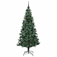 Produktbild för Konstgjord Förbelyst Julgran Grön 210 cm PVC och metall