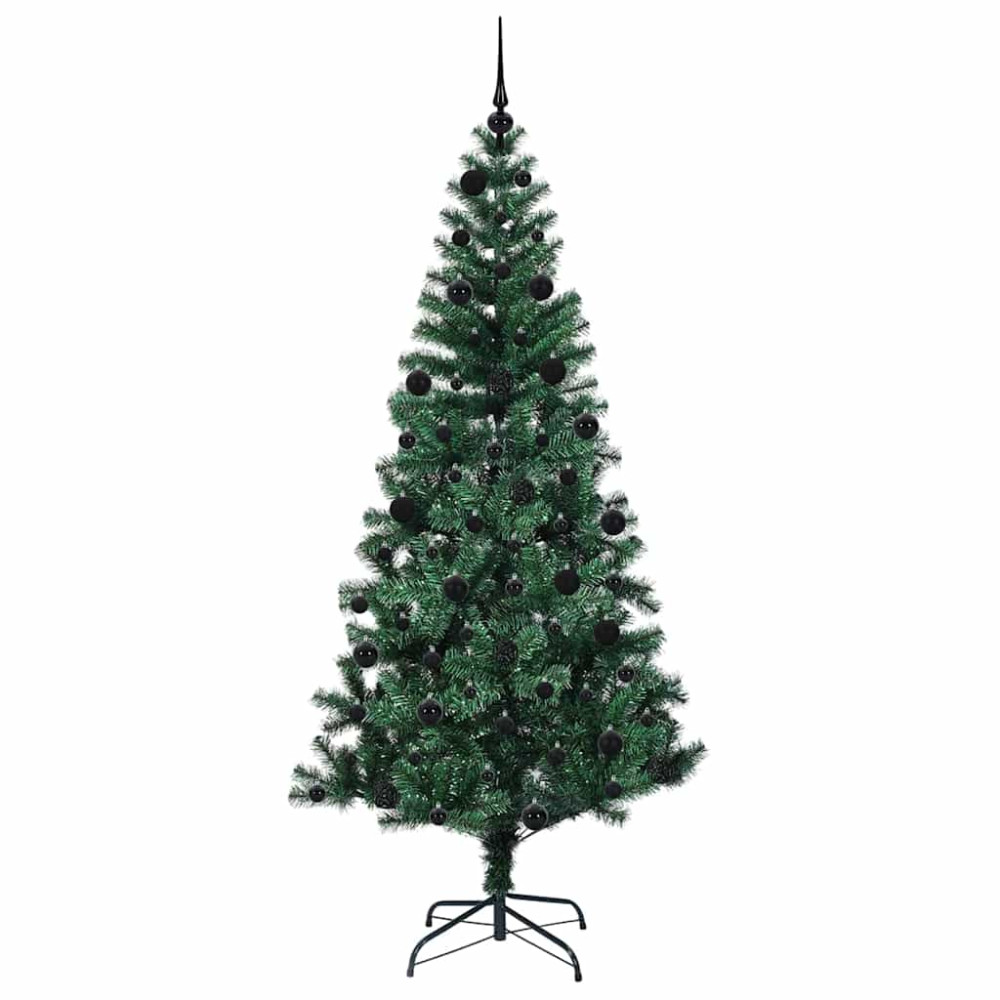 Produktbild för Konstgjord Förbelyst Julgran Grön 210 cm PVC och metall