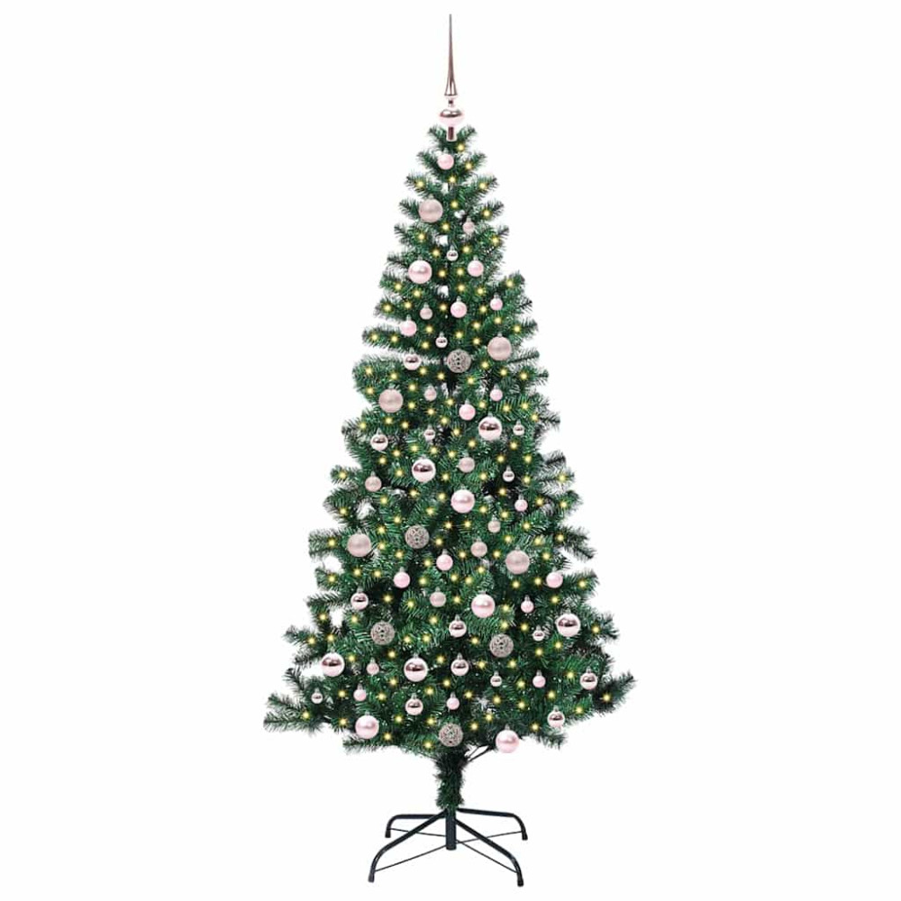 Produktbild för Konstgjord Förbelyst Julgran Grön 210 cm PVC och metall