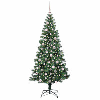 Produktbild för Konstgjord Förbelyst Julgran Grön 210 cm PVC och metall