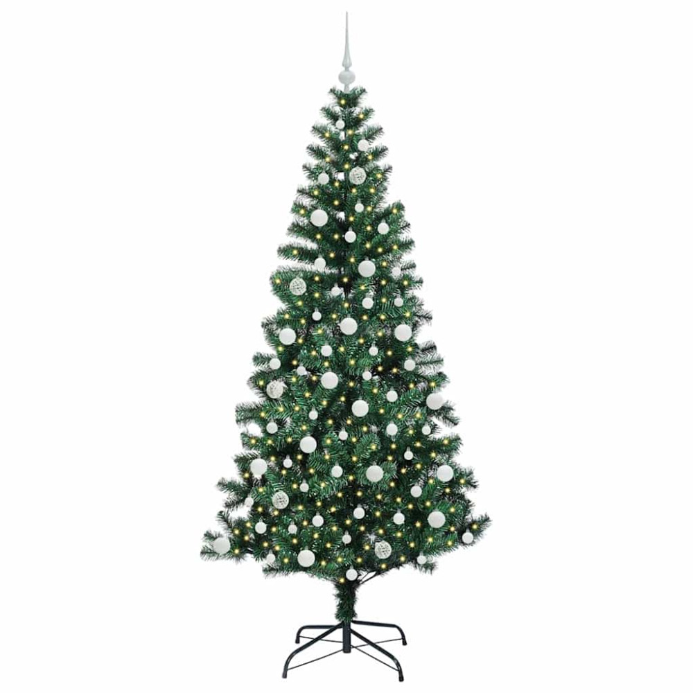Produktbild för Konstgjord Förbelyst Julgran Grön 210 cm PVC och metall