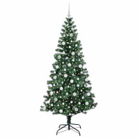 Produktbild för Konstgjord Förbelyst Julgran Grön 210 cm PVC och metall