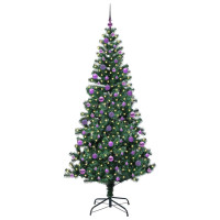 Produktbild för Konstgjord Förbelyst Julgran Grön 210 cm PVC och metall