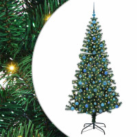 Produktbild för Konstgjord Förbelyst Julgran Grön 210 cm PVC och metall