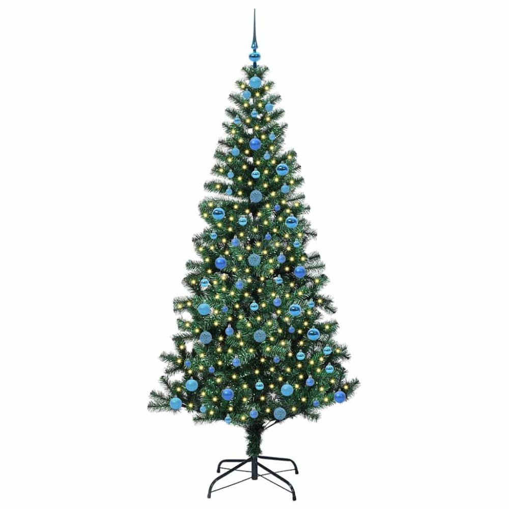 Produktbild för Konstgjord Förbelyst Julgran Grön 210 cm PVC och metall