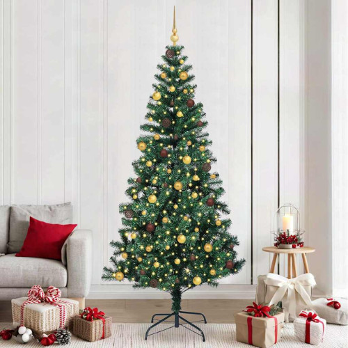 vidaXL Konstgjord Förbelyst Julgran Grön 240 cm PVC och metall