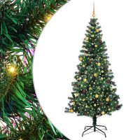 Produktbild för Konstgjord Förbelyst Julgran Grön 240 cm PVC och metall