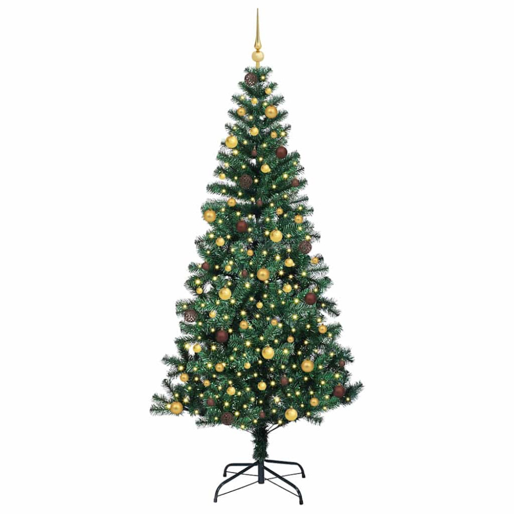 Produktbild för Konstgjord Förbelyst Julgran Grön 240 cm PVC och metall